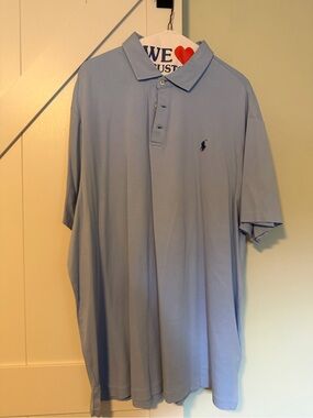 Ralph Lauren Men's Light Blue Polo Shirt with Embroidered Pony
